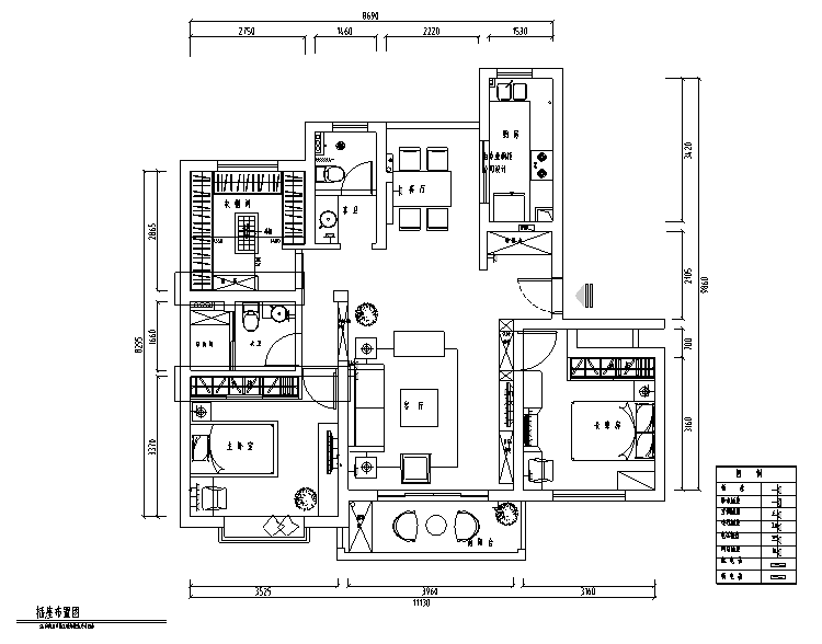 简约清雅现代简约三居室住宅设计施工图（附效果图）-插座布置图
