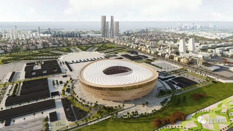 足球场设计方案文本资料下载-福斯特设计：2022年卡塔尔世界杯足球场