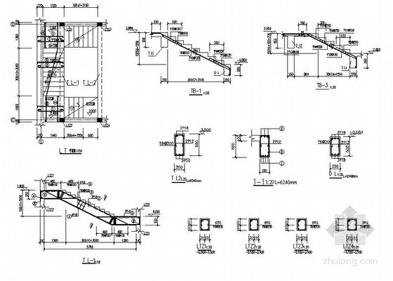 三跑楼梯结构节点详图资料下载-某三跑楼梯节点详图