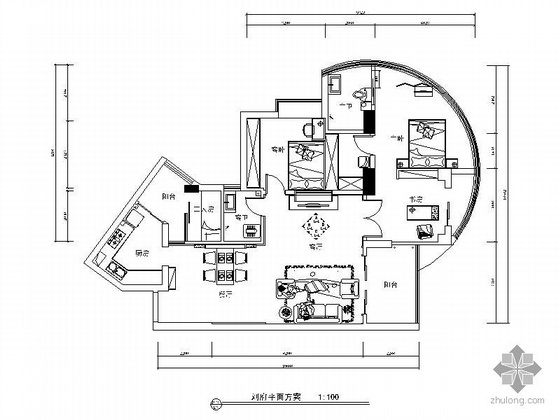 新中式三室两厅平面图资料下载-三室两厅装修图