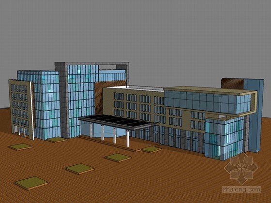 1层办公模型资料下载-低层办公建筑SketchUp模型下载