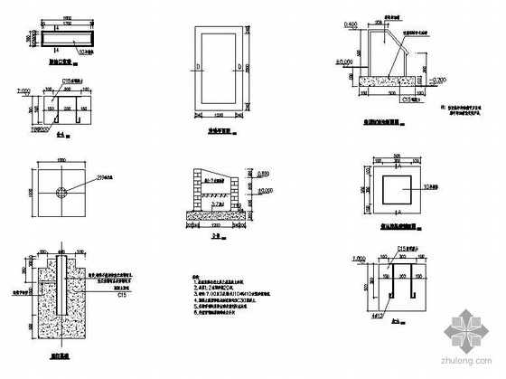 小区沙池施工详图资料下载-某罐池、消防沙池、排气管结构设计图