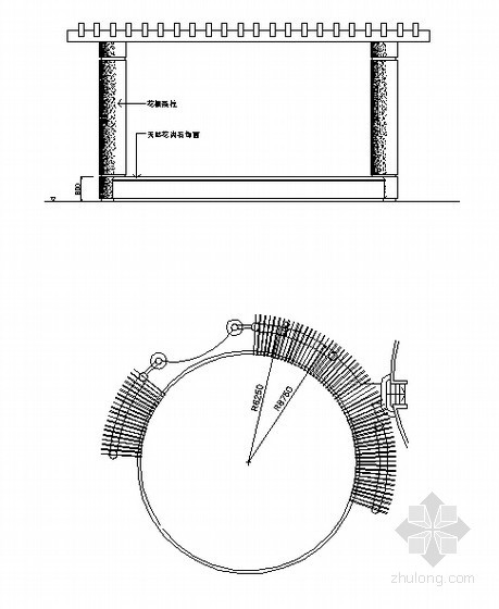弧形廊架施工节点图资料下载-弧形花架节点大样图