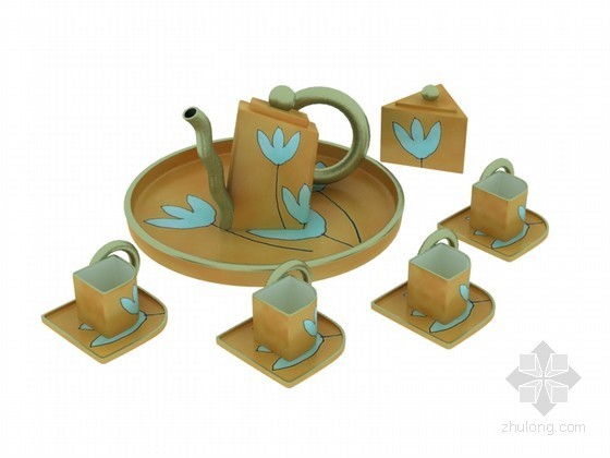 比萨斜塔茶具套装资料下载-茶具装饰3D模型下载