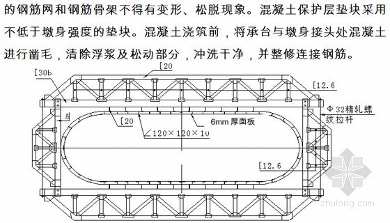 [江苏]含挂篮悬浇梁支架现浇梁各种软基26km双线铁路实施性施工组织设计428页-实体墩柱模板示意图 