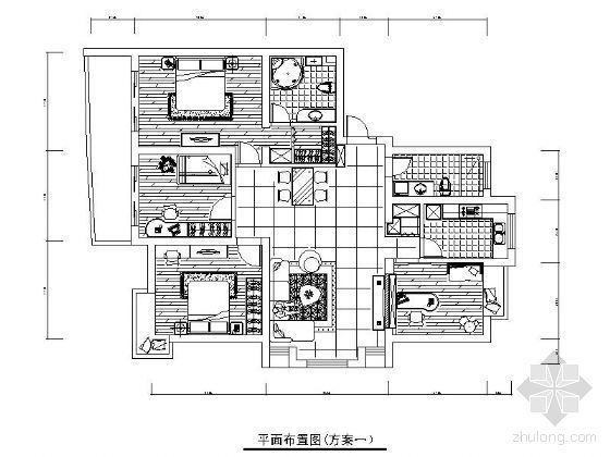 四室平面方案资料下载-四室多种平面方案图