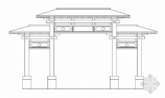 大门牌坊CAD施工图资料下载-仿古典牌楼大门初步设计