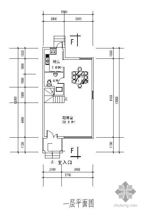 浙江联排别墅户型cad图资料下载-三层联排别墅户型图(168)