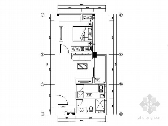 70平米双层小户型装修资料下载-简单小户型一居室装修图