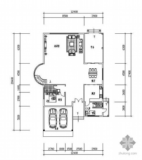 农村独栋建筑户型图资料下载-三层独栋别墅户型图(246/153/178)