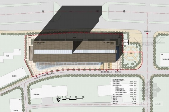 [安徽]某知名大学24层教学楼建筑方案文本（2份方案）-总平面图 