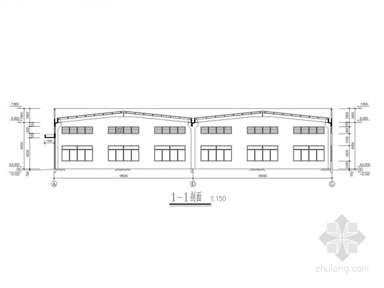 单层混凝土柱钢屋架施工图资料下载-36米跨混凝土柱钢屋架厂房结构施工图(含建施)