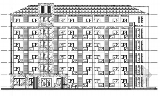 重庆某大学6层框架结构宿舍楼施工图（含建筑图）-立面图