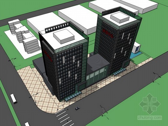 办公楼结构revit资料下载-钢结构办公楼sketchup模型下载