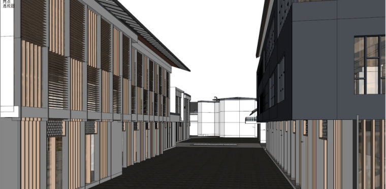 新中式商业街CAD资料下载-新中式商业街建筑模型设计（su模型）