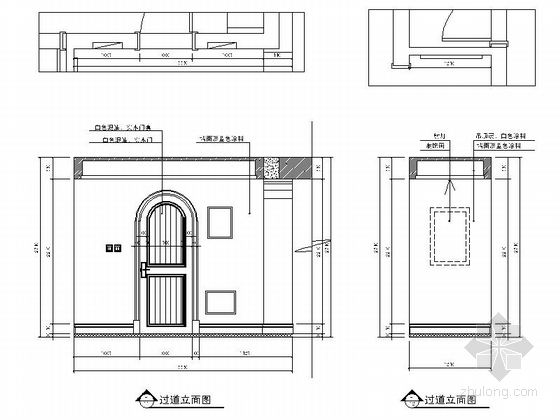 01[苏州]田园地知名地产风格两居室装修CAD施工图（含效果图）过道立面图