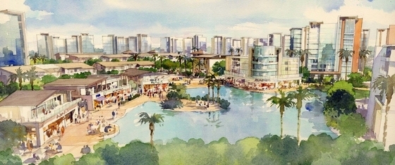 [广东]城市新区滨水总体规划设计（国外著名事务所）-地块三总体鸟瞰图