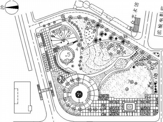 城市广场设计总图资料下载-某地小广场绿化设计总图