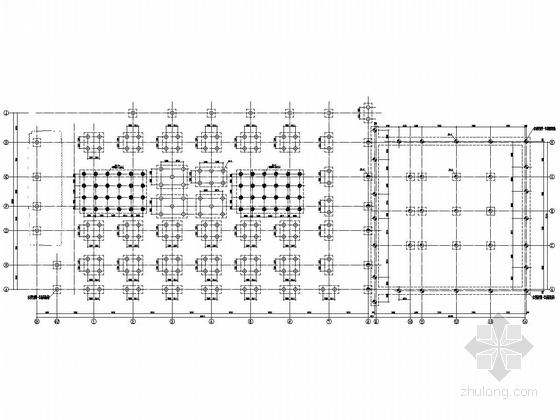 [浙江]12层框剪结构办公大厦结构工程设计图-行政中心桩位布置图
