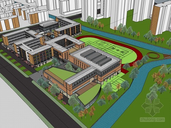 学校规划sketchup资料下载-学校整体建筑SketchUp模型下载