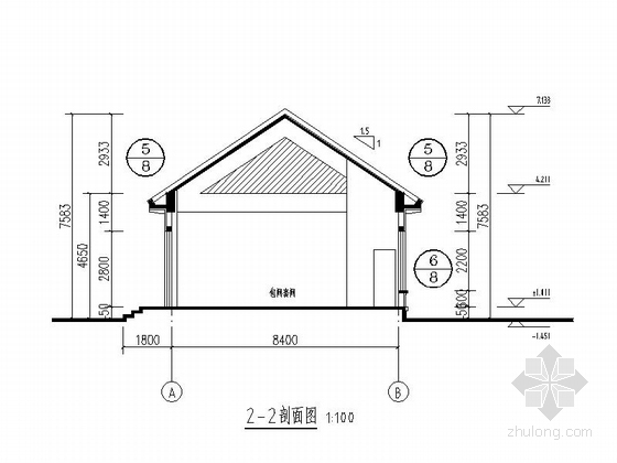 [辽宁]单层农家乐餐厅建筑施工图-单层农家乐餐厅建筑剖面图