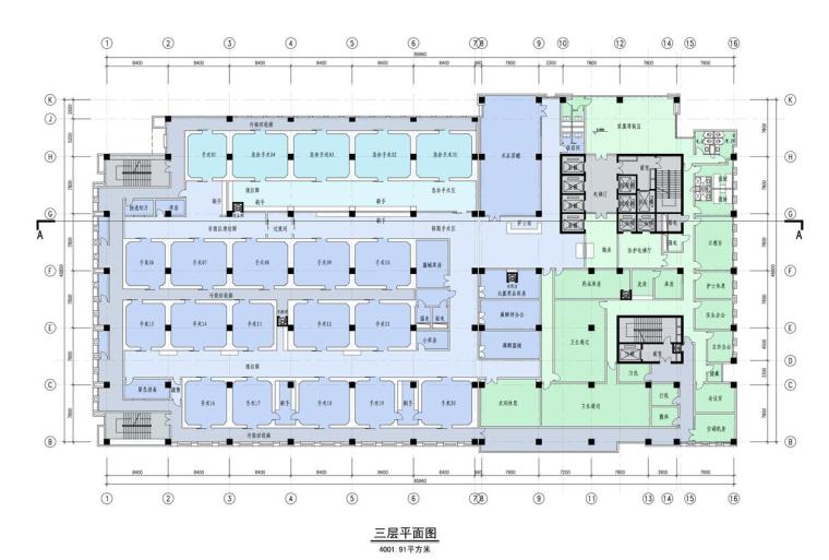 [江苏]某人民医院病房大楼规划设计文本（CAD+SU+文本）-三层平面图