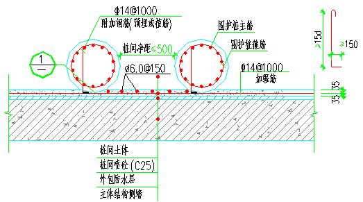 轨道交通车站26米深基坑开挖与支护安全专项施工方案（附丰富节点图）-桩间喷锚施工大样图