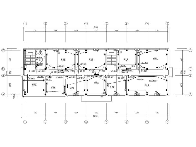 [天津]汽车部件公司新建厂区电气全套施工图（知名院最新设计）-研发楼动力平面图