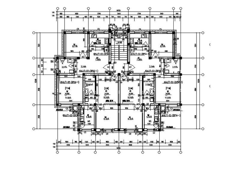 [宁夏]五层砖混结构安置房建筑施工图-五层砖混结构安置房建筑平面图