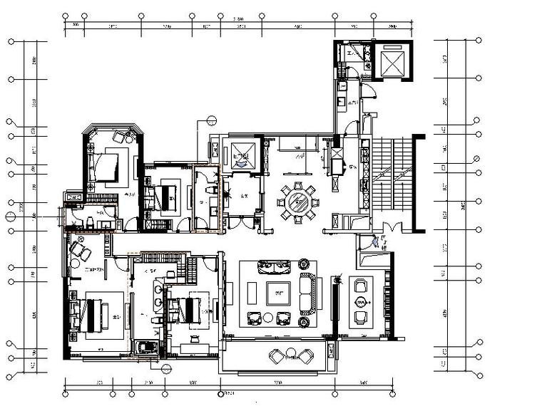 高端住宅小区平面效果图资料下载-[广东]古典邂逅现代的高端住宅室内设计施工图（含实景图）