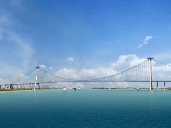 长大悬索桥施工技术资料下载-世界第一跨钢箱梁悬索桥“虎门二桥”高260米主塔顺利封顶！