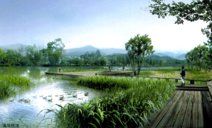 [江苏]滨水湿地公园果岭绿地养生园旅游度假村景观详细设计方案-湿地景观效果图