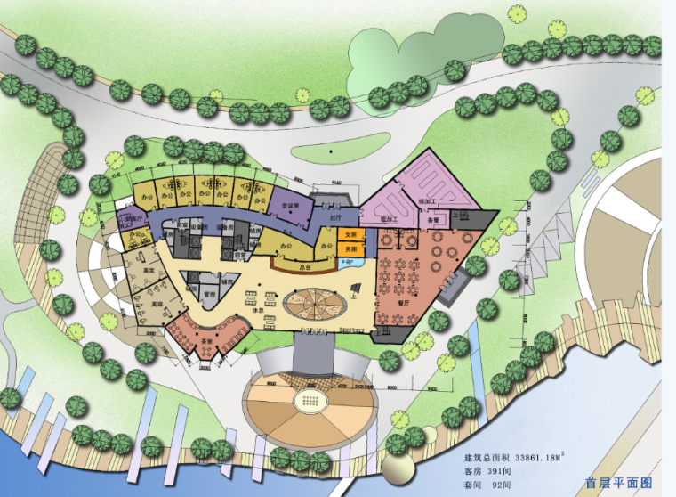 高层现代风格宾馆建筑方案文本及CAD扩初