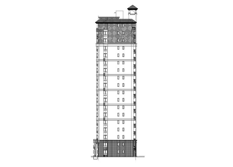 [广东]18层剪力墙结构住宅楼建筑结构施工图-住宅楼建筑侧立面图