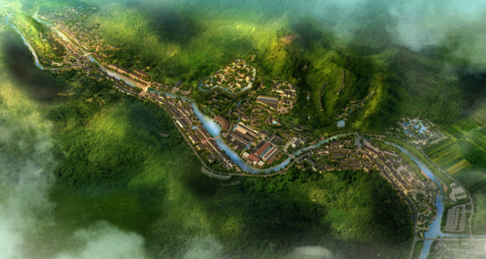 [浙江]特色小镇看“浙”里青瓷小镇景观设计方案-总体鸟瞰效果图