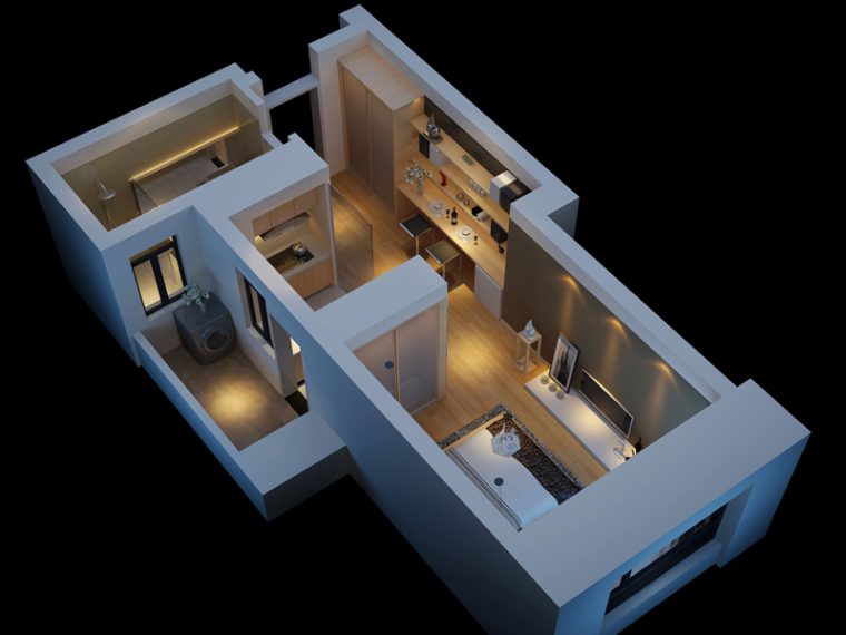 公寓3d模型下载资料下载-现代公寓3D模型下载