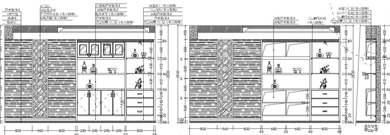 [郑州]森林半岛135平住宅平面施工图及立面图-餐厅装饰柜立面图