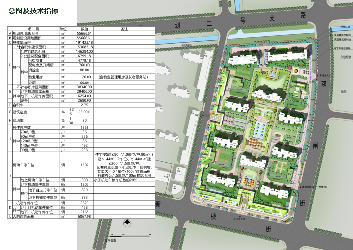 [江苏]朗诗奥南地块项目规划设计方案-总图及技术指标