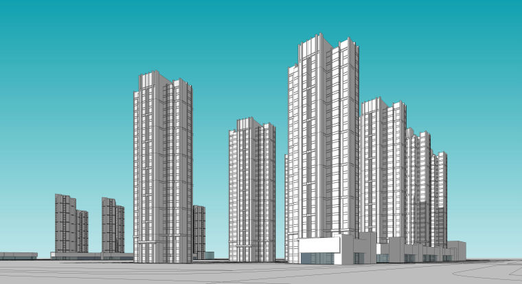 18层现代风格居住楼su资料下载-某现代风格居住区建筑规划设计(su模型)