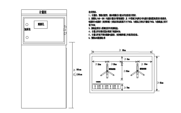 贵州省大型商业广场10KV配电工程线路电气施工图设计-箱变计量柜正视图