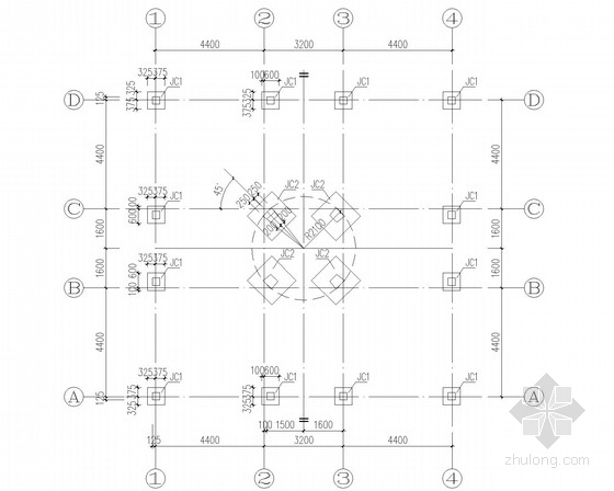 时轮转经塔框架结构施工图-基础平面布置图 