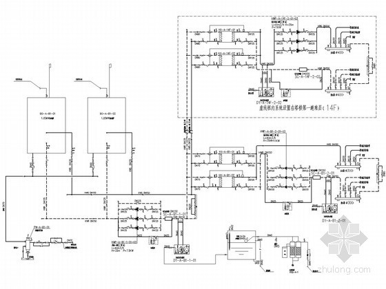 [重庆]200米商业综合楼空调水系统施工图（20万平米，制冷机房，锅炉房）-锅炉系统原理图 