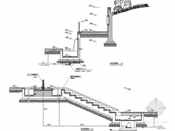 [浙江]花园居住区景观工程全套施工图（北区）-中心区块水景详图