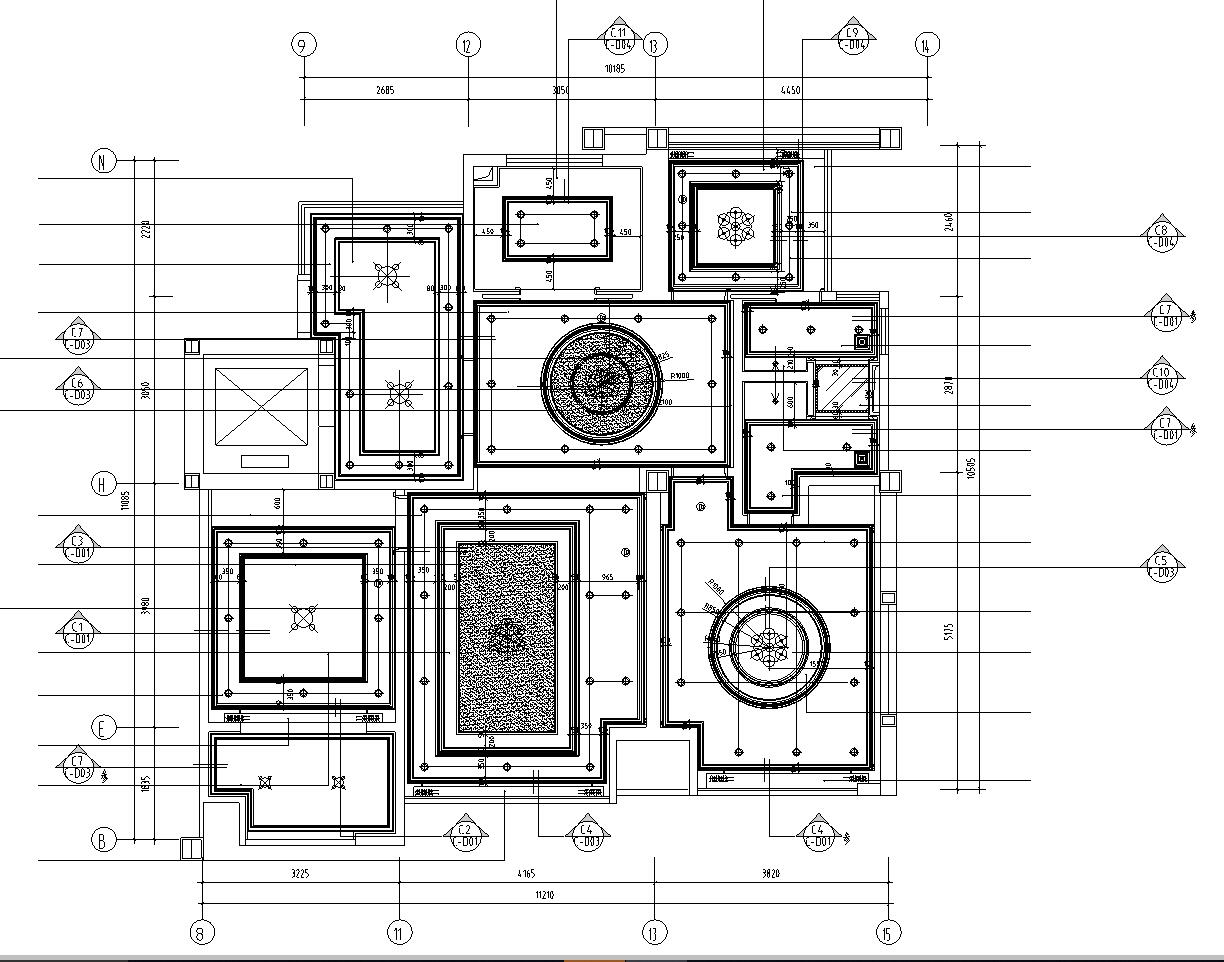 欧式香缇华府样板房b户型室内施工图设计(cad 实景图)