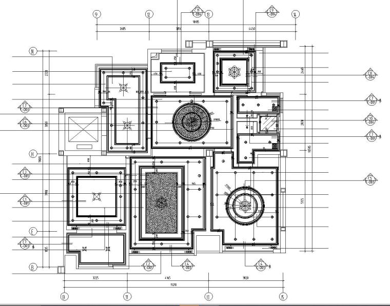 欧式香缇华府样板房B户型室内施工图设计（CAD+实景图）-平面布置图