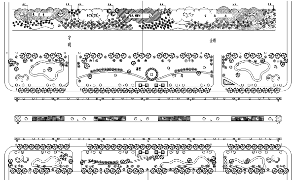 园林城市道路景观绿化CAD平面图198套-道路绿化设计平面图