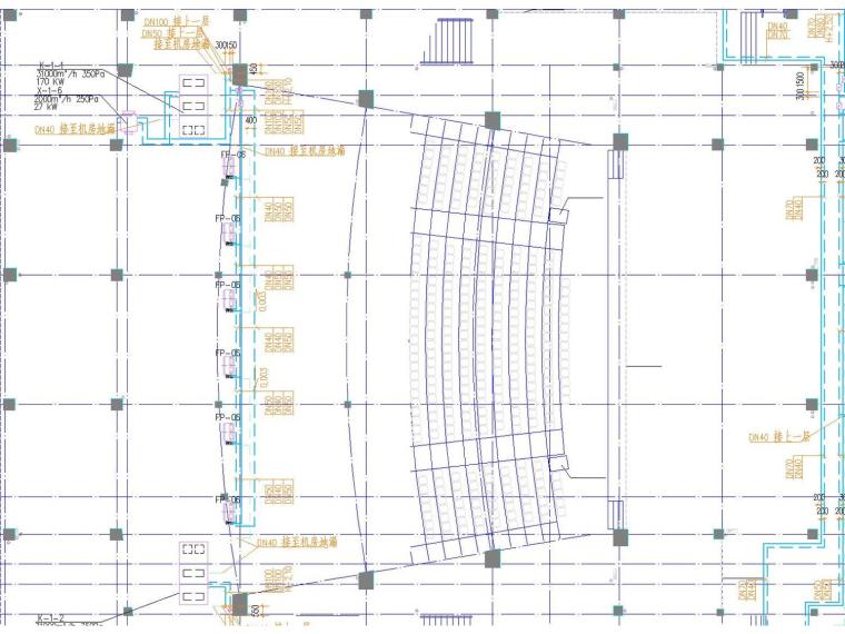 [江苏]教学楼全套水暖电施工设计图-一层空调水管平面图.jpg