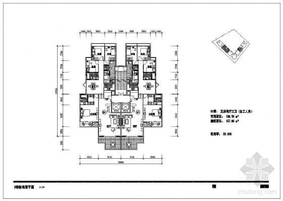 板楼标准层平面图pdf资料下载-住宅楼标准层平面（四）