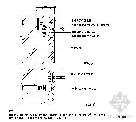 铝塑板外墙大样图资料下载-RC外墙乾式石材墙面大样图