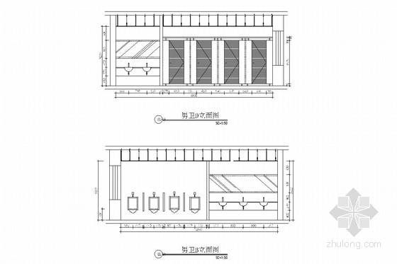 [黑龙江]金源文化文物博物馆室内施工图（含实景图） 卫生间立面图 